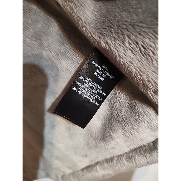 Laura Scott Quilted Vest Red Grey Faux Fur Lining sz Large Pockets - Picture 6 of 9